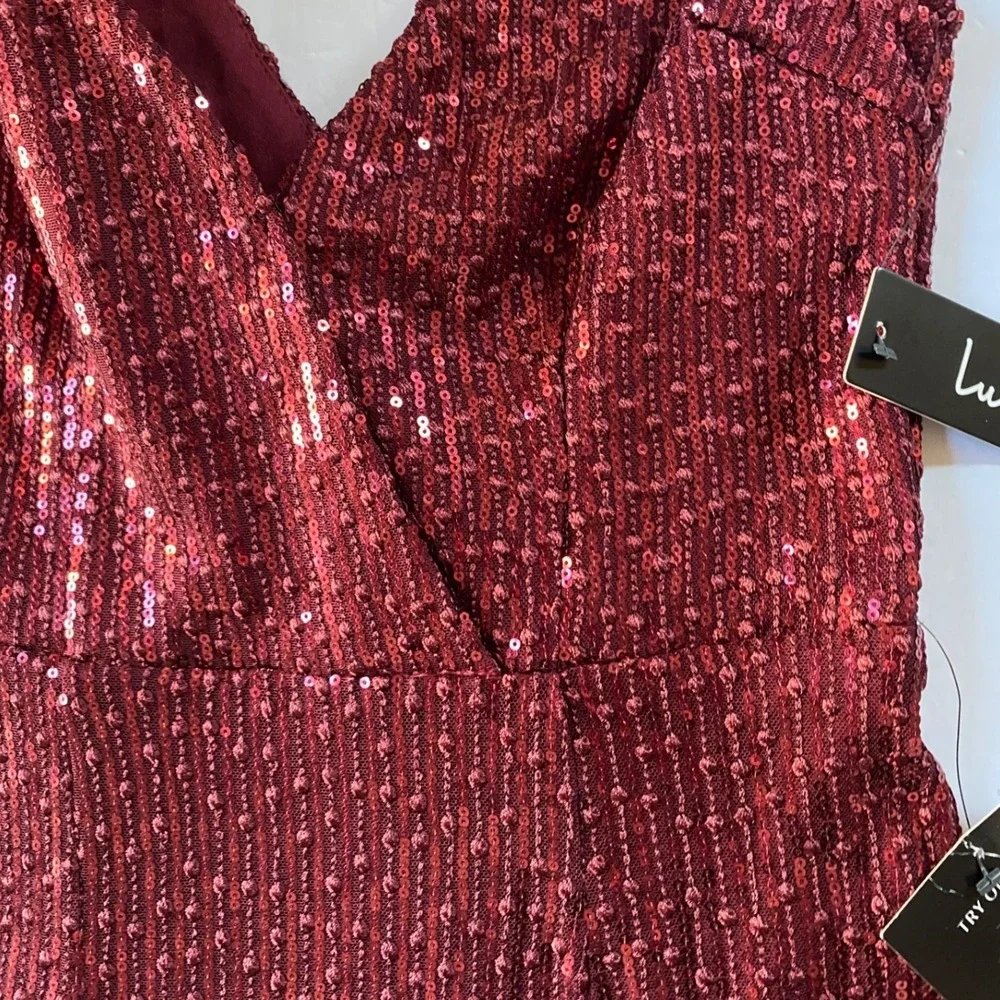 LULUS Catching Compliments Burgundy Sequin Maxi Dress Holiday Glam XS -NWT - Picture 12 of 16